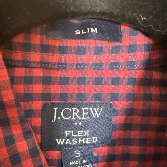 J Crew Shirt Mens S Red Blue Check Slim Flex Wash Button Down Long Sleeves NWT - Picture 5 of 12